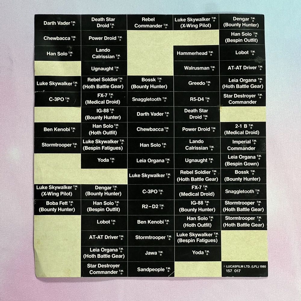 Star Wars Vintage Darth Vader Figure Case Original Sticker Label Sheet 1980 ESB